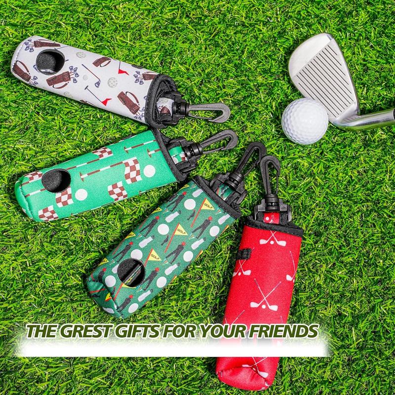 4 Pieces Golf Tee Holder Golf Ball Carry Bag Pouch Golf Ball Holder Keychain Belt Clip Golf Gifts Accessories