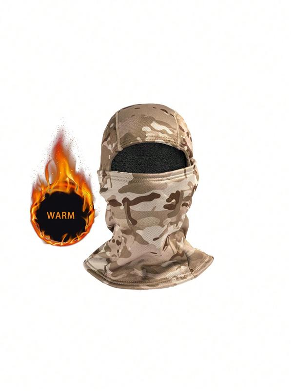 Thick Warm Fleece Camo Print Windproof Face Mask Neck Gaiter For Cold Weather, Cycling, Skiing