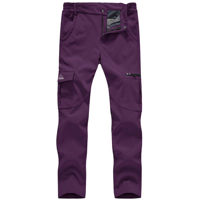 Women's Hiking Cargo Pants Outdoor Waterproof Windproof Softshell Fleece Snow Pants