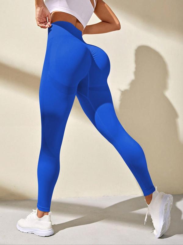 Women's Plain High Waist Sports Leggings, Sporty Stretchy Skinny Pants for Workout Gym Yoga, Summer Outfits 2024, Women Sport & Outdoor Clothing, Women's Tight Pants, Tummy Control