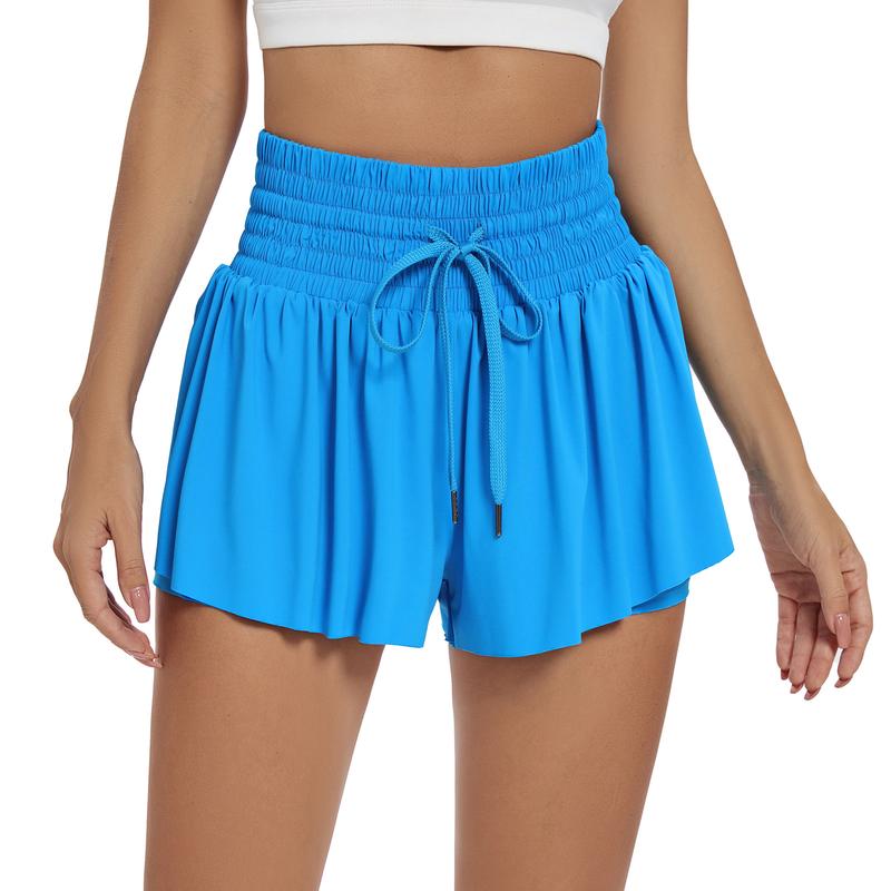 2 in 1 Flowy Athletic Gym Yoga Workout Running Active Wear Shorts for Women Spandex High Waisted with Pockets Drawstring Biker Bike Tennis Golf Skirt Cheer Dance Lounge Skort Cute Pants Comfy Teen Girls Trendy Clothes Casual Summer Beach Outfits