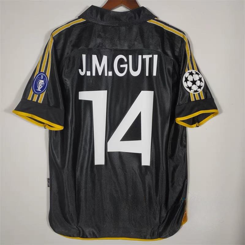 98-00 away retro jersey 14 Guti 7 Ra ú l é dong long short sleeved football jersey