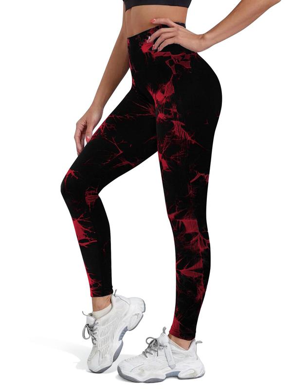 Women's Tie Dye Print Ruched High Waist Sports Leggings, Gym Clothes Women, Casual Comfy Breathable Skinny Tummy Control Pants for Yoga Gym Workout Running,  Yoga Pants, Ladies Sportswear for All Seasons, Fall Outfits 2024