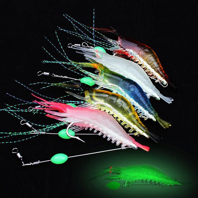 5pcs Shrimp Designed Luminous Fishing Lure With Hook, Simulated Fishing Bait, Portable Fishing Kit For Outdoor, Flyfishing, Solocamping, picnicaesthetic