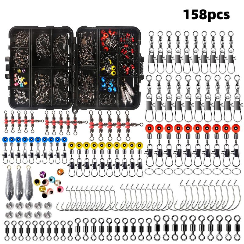 Fishing Lure Set, 158pcs box Fishing Swivel Snap Fishing Weight & Nail Weight, Professional Fishing Accessories for Various Water Bodies