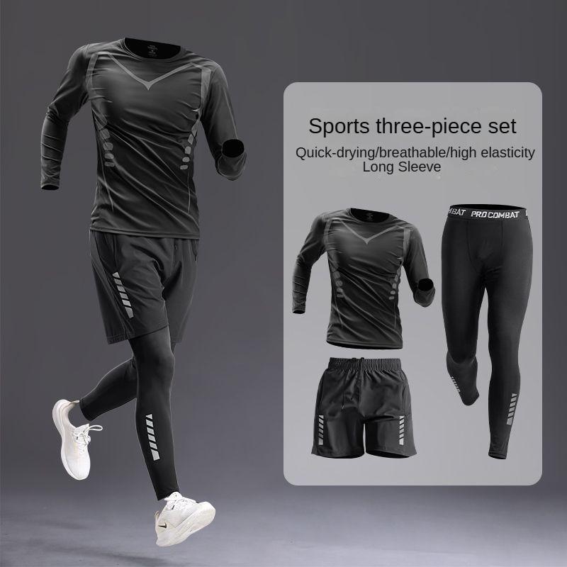 All-Season Men's Sportswear Set Suit - Tracksuit for Running， Cycling, Fitness & Hiking，gym clothing men， jogging， boxing，5 pcs