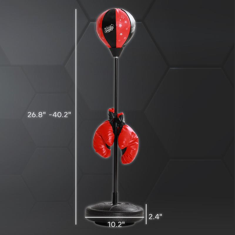 Qaba Punching Bag for Kids, Kids Punching Bag with Stand for 5-10 Years Old, Height Adjustable Kids Boxing Bag with Boxing Gloves