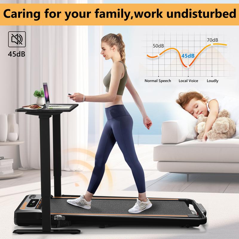 Walking Pad, 2 in 1 Under Desk Treadmill of Compact Space, 2.5HP Quiet Desk Treadmill with Remote Control & LED Display, Portable Treadmill for Home Office, Installation-Free