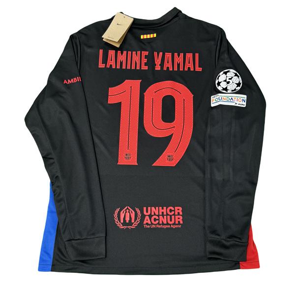 NIKE 2425 FC Barcelona Away black and red Long Sleeve Top No.19 Lamine Yamal Retro 125th Anniversary Special Edition Soccer Jerseys Quick Drying