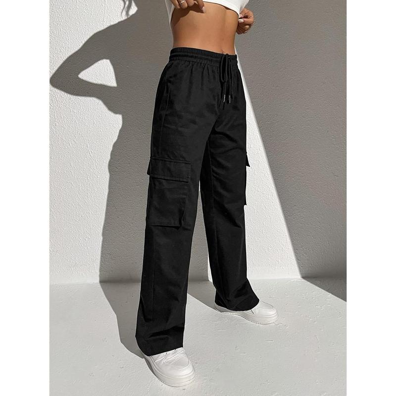 High Waisted Cargo Pants Jogger Y2K Pants Drawstring Elastic Sweatpants with Pocket