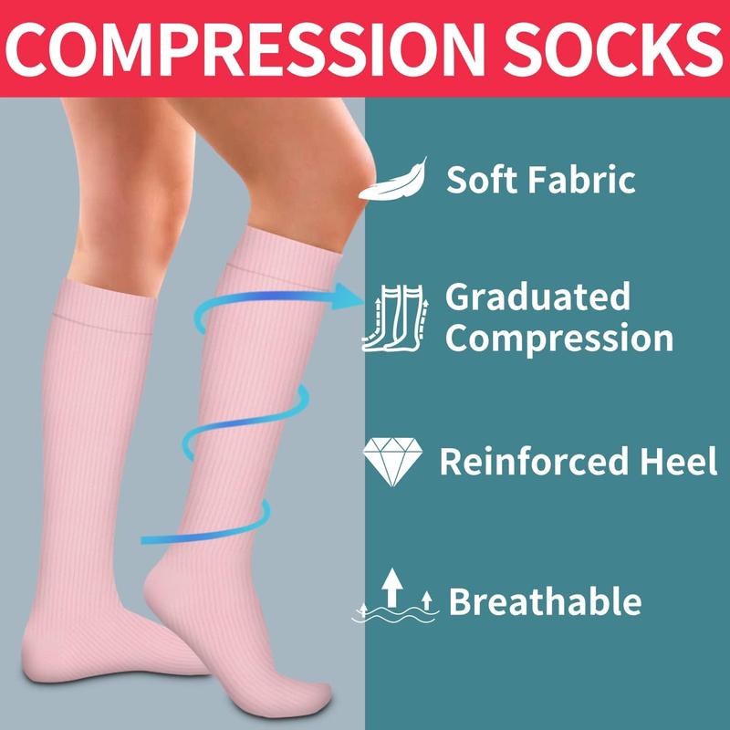 4 Pairs-Compression Socks for Women&Men Circulation-Best Support for Nurses,Running,Athletic