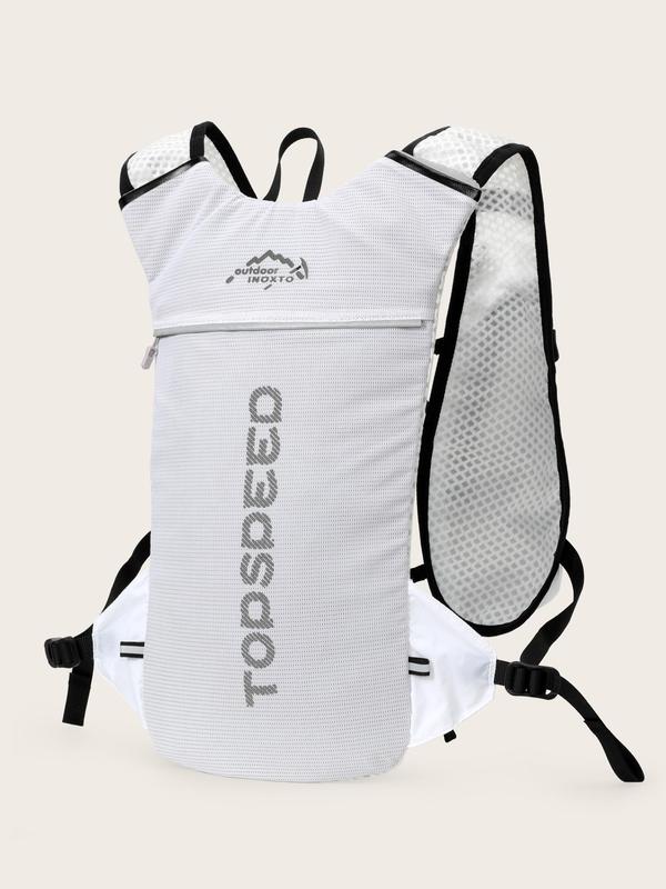 Unisex Colorblock & Letter Print Sports Water Backpack without Hydration Bladder, Sporty Lightweight Backpack for Running Cycling Hiking Skiing Camping, Running Vest, Sports & Outdoor Accessories