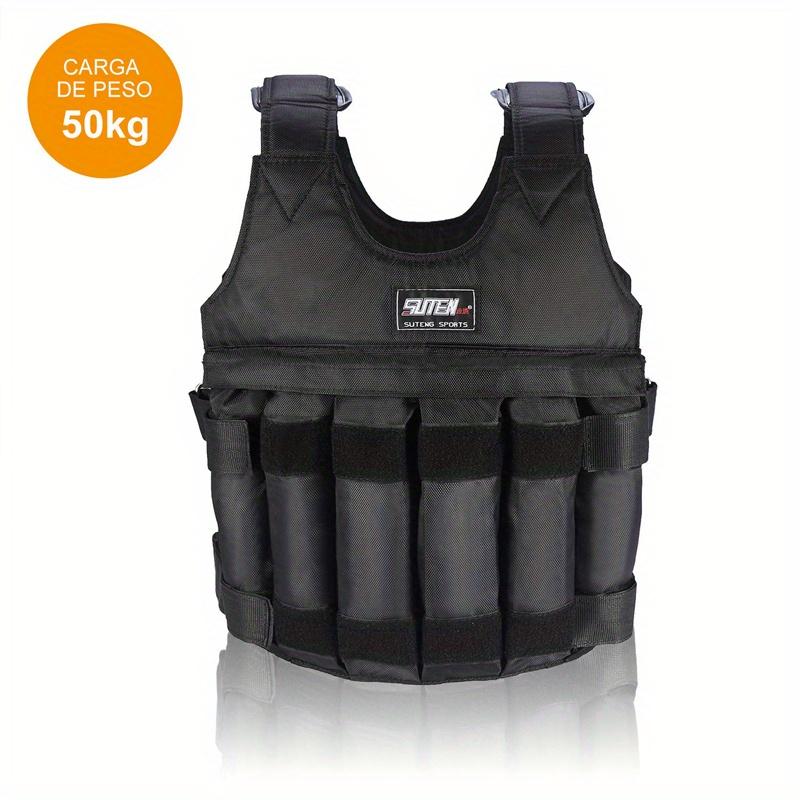 Fitness Weighted Vest, Sports Training Workout Black Adjustable Weight Sports Vest Men Women Boxing Jacket Bearing Force 50kg 110lb, without Weight