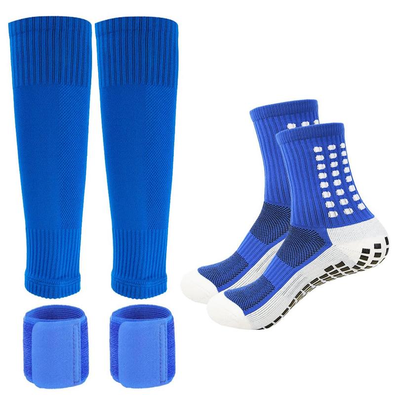 Men's Socks Soccer，Outdoor Sports Socks Set, 6 Counts set Non-slip Sports Socks & Sock Cover & Bandage & Mini Leg Guards, Ankle Socks Compression Socks Shin Guards Professional Football, 2024 Football Equipment Equipment Set