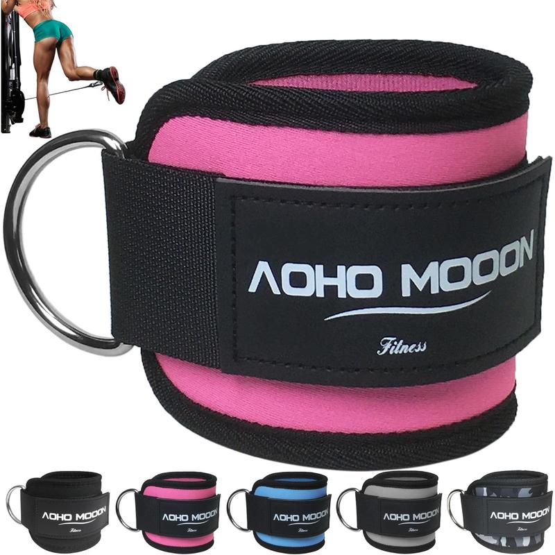 Comfortable Adjustable Padded Ankle Wrist Cuffs Neoprene Padded Straps D-Ring Glute Kickback for Cable Machine, Ideal for Glutes Exercises AOHO MOOON