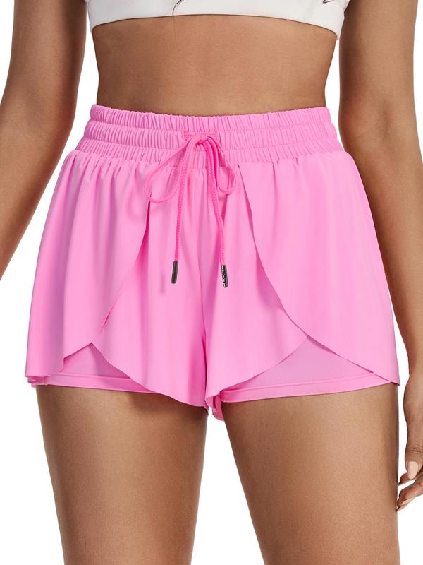 Women's 2 in 1 Drawstring Pocket Sports Tennis Shorts, Casual Elastic Waist Sports Shorts for Workout Running Gym, Fall Clothes, Gym Shorts, Gym Clothes, Ladies Pickleball Sportswear