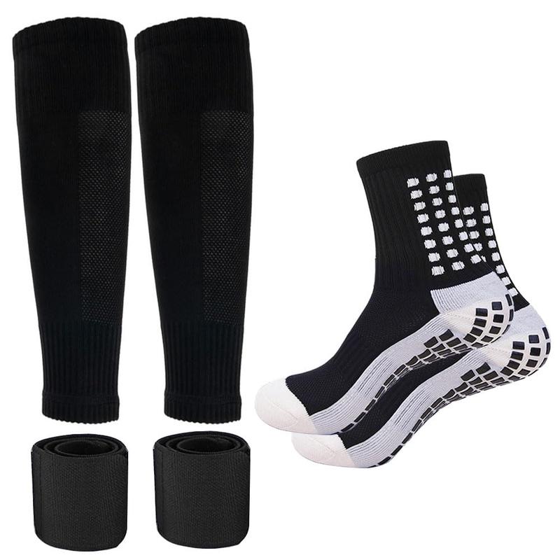 Men's Socks Soccer，Outdoor Sports Socks Set, 6 Counts set Non-slip Sports Socks & Sock Cover & Bandage & Mini Leg Guards, Ankle Socks Compression Socks Shin Guards Professional Football, 2024 Football Equipment Equipment Set