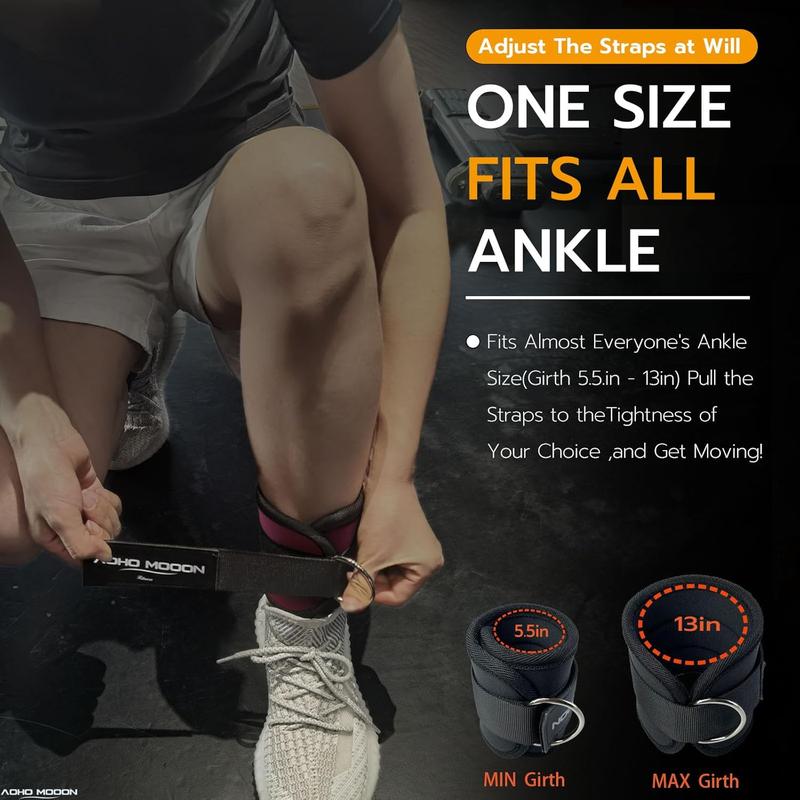 Comfortable Adjustable Padded Ankle Wrist Cuffs Neoprene Padded Straps D-Ring Glute Kickback for Cable Machine, Ideal for Glutes Exercises AOHO MOOON