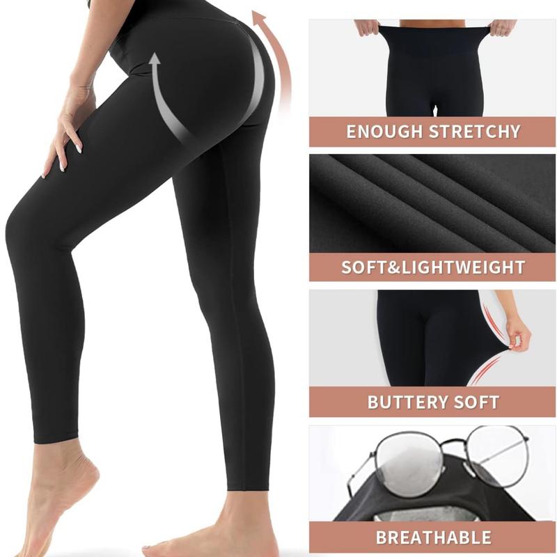 [PACK OF 3 & 4] Buttery Soft Leggings for Women High Waisted No See-Through Tummy Control Soft Yoga Pants Workout Athletic Running Leggings