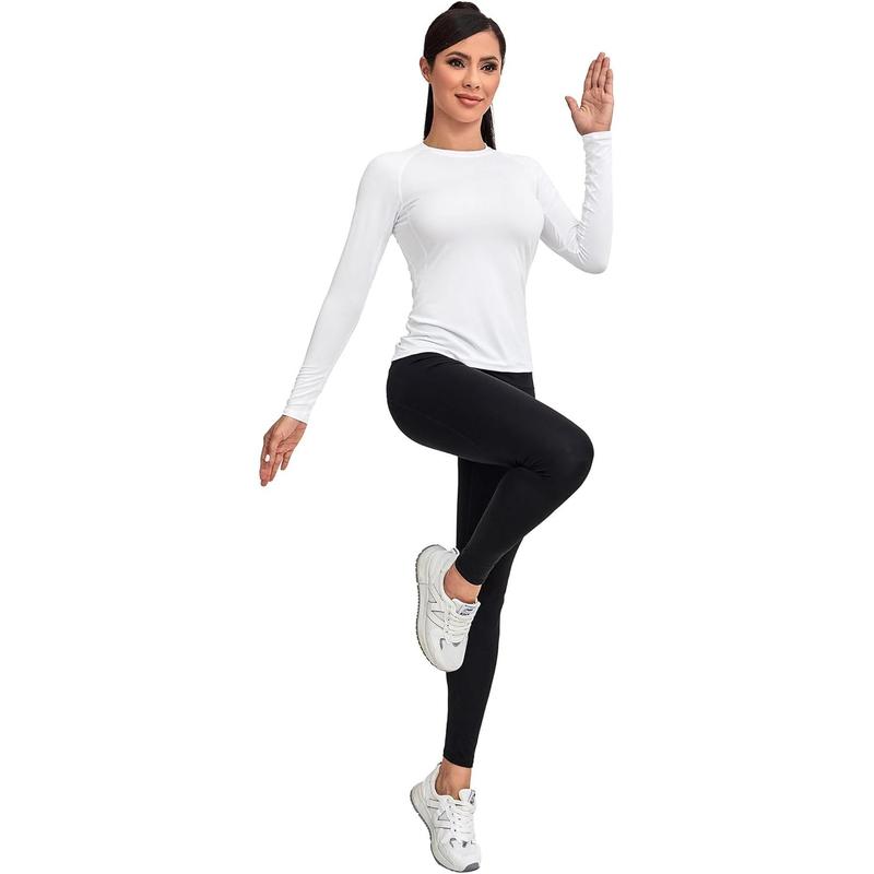 4 Pack Women's Compression Shirt Long Sleeve Performance Workout Baselayer Athletic Top Sports Gear