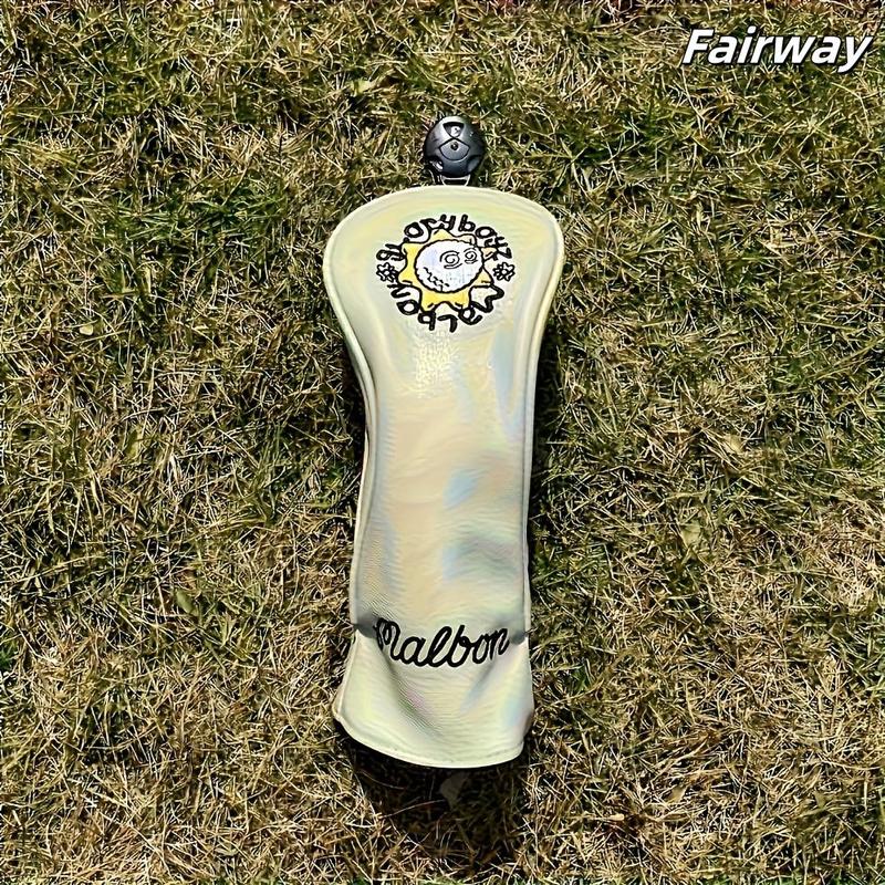 Golf Club Head Cover, 1 Count 3 Counts Cute Sun Pattern Golf Club Head Cover, Protective Cover for Driver Fairway Wood Hybrids, Golf Accessories, Christmas Gift