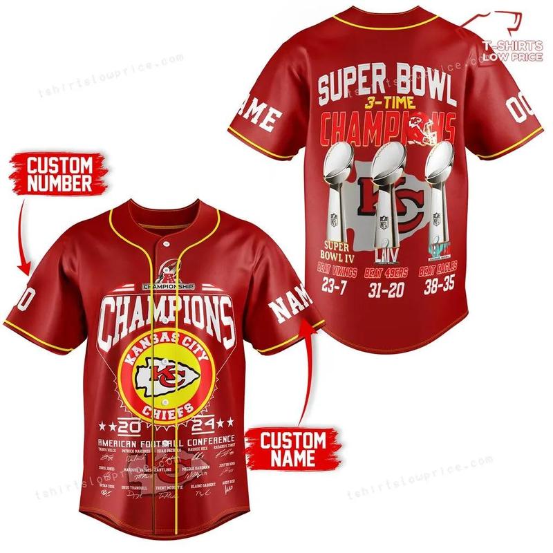 KC Chiefs Baseball Jersey For Fans, Sport Jersey Shirt, Perfect Gift for Sports Lovers, Summer Sportswear for Him and Her, Ideal Gift for Baseball Fans