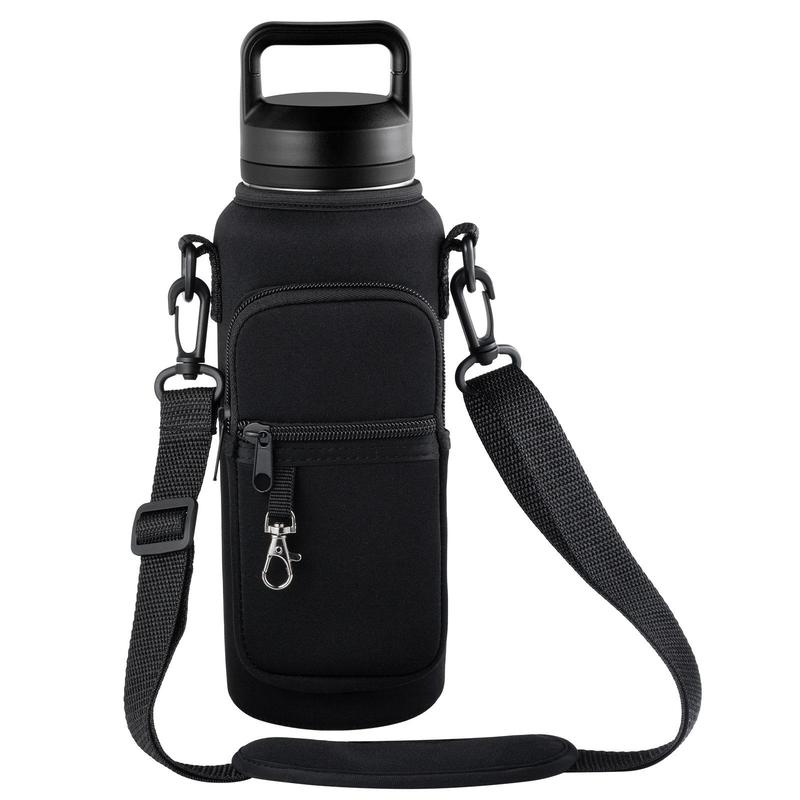 Water Bottle Holder with Adjustable Strap, Water Bottle Carrier Bag with Phone Pouch, Sports Water Bottle Storage Bag for Outdoor Hiking Camping