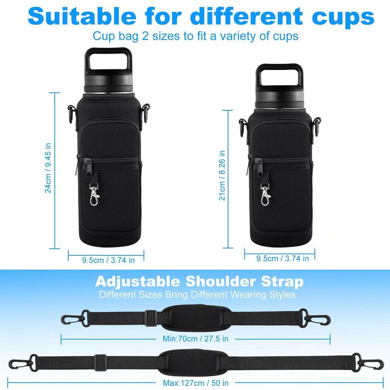 Water Bottle Holder with Adjustable Strap, Water Bottle Carrier Bag with Phone Pouch, Sports Water Bottle Storage Bag for Outdoor Hiking Camping