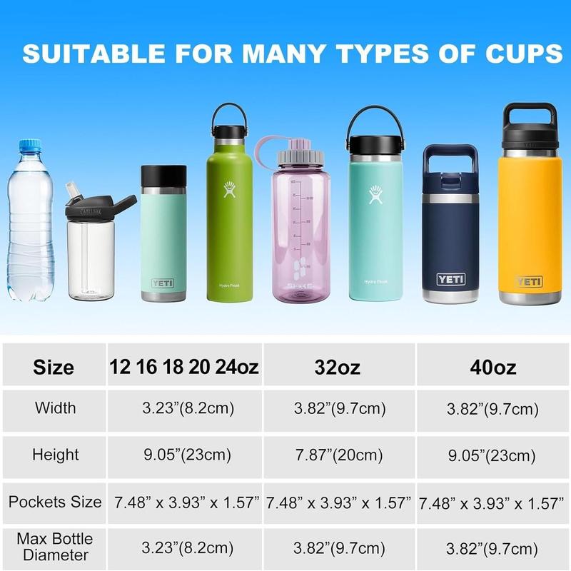 Water Bottle Holder with Adjustable Strap, Water Bottle Carrier Bag with Phone Pouch, Sports Water Bottle Storage Bag for Outdoor Hiking Camping