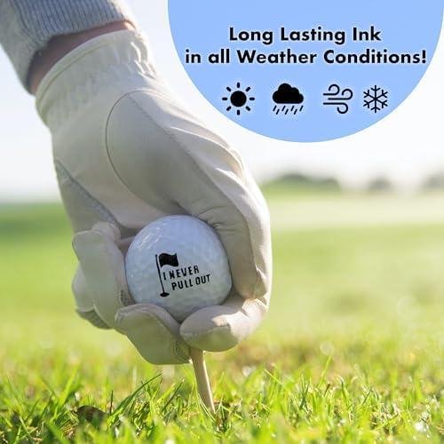 Ball Badge - Golf Ball Stamp, Self-Inking Golf Ball Stamper, Golf Ball Marker, Reusable Golf Ball Marking Tool to Identify Golf Balls - (The Dirty Series) (I Never Pull Out)