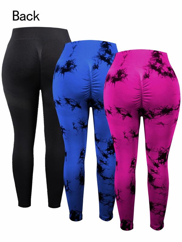  Tie Dye Print High Waist Sports Leggings, Sporty Comfy Breathable Skinny Pants for Yoga Gym Workout, Women's Sport & Outdoor Clothing for All Seasons