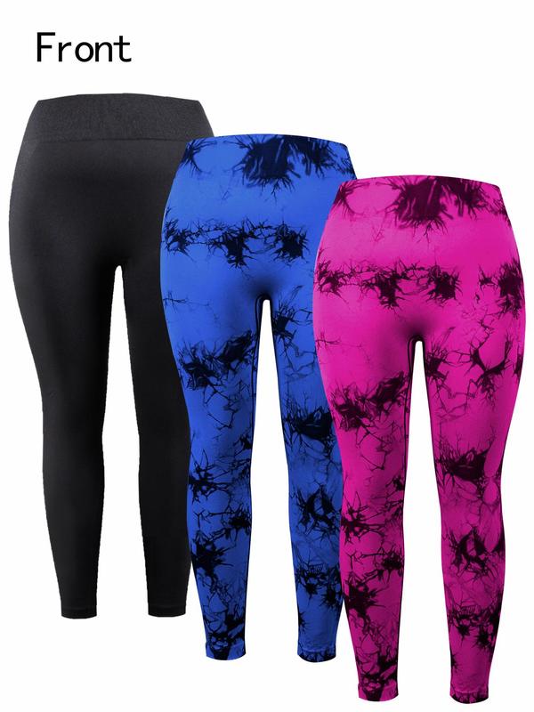  Tie Dye Print High Waist Sports Leggings, Sporty Comfy Breathable Skinny Pants for Yoga Gym Workout, Women's Sport & Outdoor Clothing for All Seasons