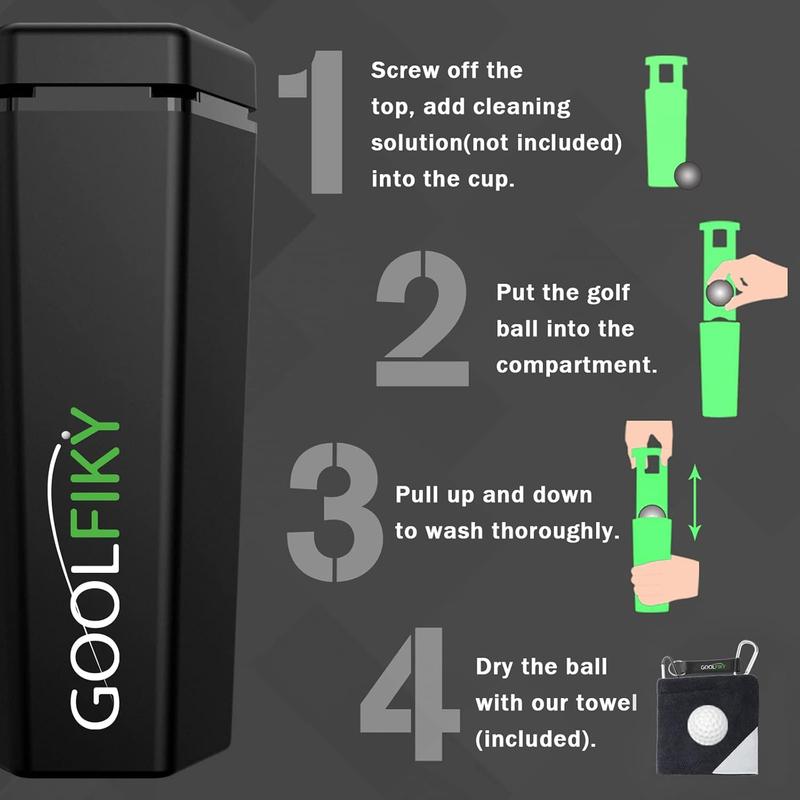 Golf Ball Washer Cleaner with Golf Ball Towel, Golfer's Training Kit, Golf Club Brush Best Golf Accessory Gifts for Men & Women, Leakproof, Fits Securely in The Cart Cup Holder