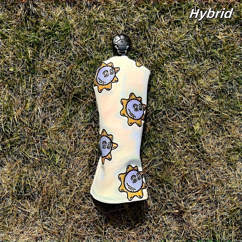 Golf Club Head Cover, 1 Count 3 Counts Cute Sun Pattern Golf Club Head Cover, Protective Cover for Driver Fairway Wood Hybrids, Golf Accessories, Christmas Gift