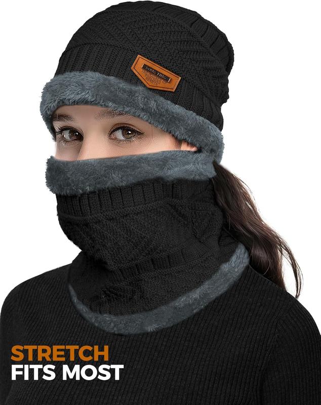 Beanie Hats for Men Women Neck Warmer Cold Weather Gear Men Gift Set for Winter Hat Neck Scarf Guys Face Mask Snow Suits