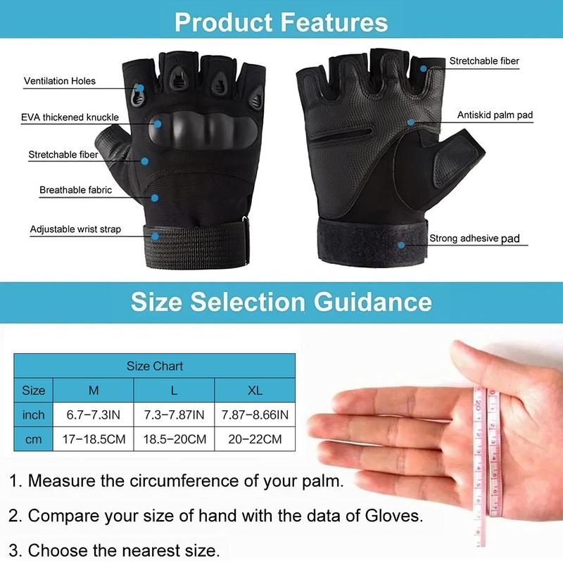 Half Finger Tactical Gloves, 1 Pair Outdoor Sports Gloves, Breathable Comfortable Gloves for Shooting, Cycling, Running, Hiking, Camping, Fishing