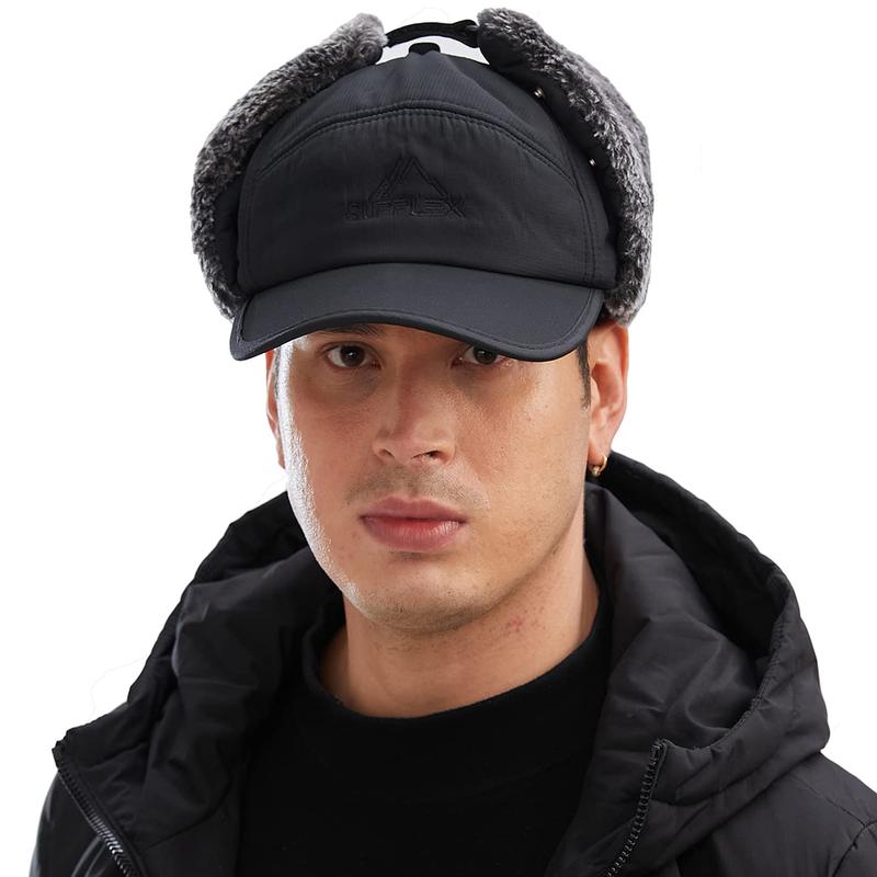 Men Winter 3 in 1 Thermal Fur Lined Trapper Hat with Ear Flap Full Face Warmer Cover Windproof Cycling Motorcycle Headwear