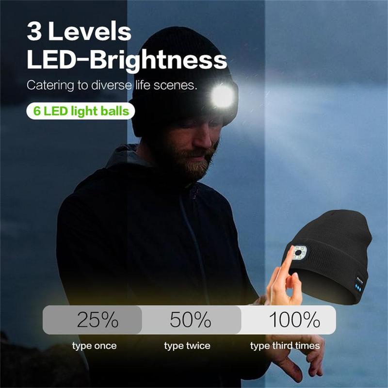 Bluetooth Music Sports Cap-Three-speed Light Source Illumination Support Night Running-Rechargeable and Water-soft Skin-friendly