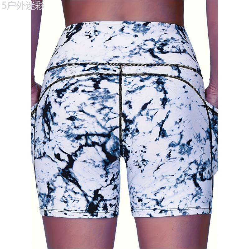 3-Pack High Waist Athletic Shorts with Quick-Dry, Tummy Control, Sculpting, Pockets, Running, Workout, Yoga, Printed Leggings - Sporty Style