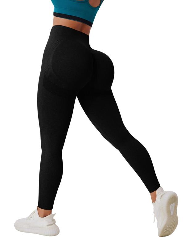 Women's Solid High Waist Sports Leggings, High Stretch Yoga Leggings, Ladies Sportswear for Indoor Outdoor Wear