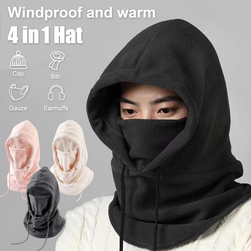 Winter Warm Hat Beanies With Mask And Neck Warmer 4-in-1 Windproof For Men And Women Cycling Cold Weather Protection Outdoor Neck Gaiter Set