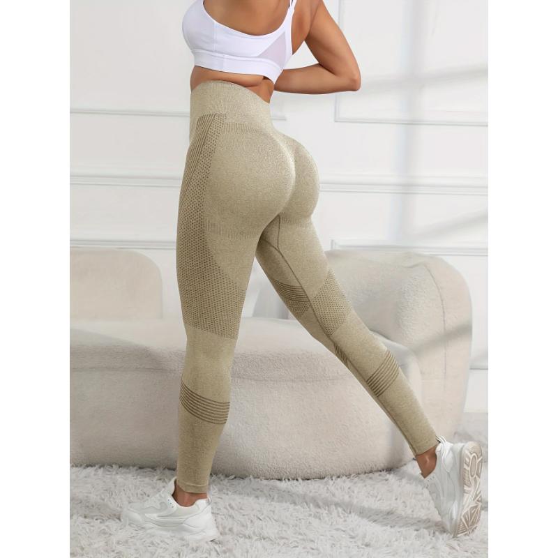 Seamless Sports Leggings For Women, High Waist Yoga Scrunch Butt Lifting Elastic Tights, Women's Activewear