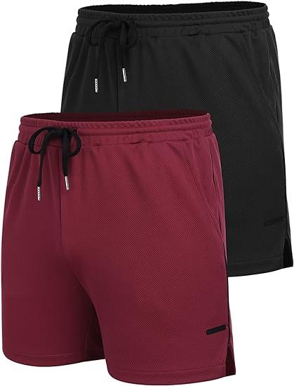 COOFANDY Men's 2 Pack Gym Workout Shorts Mesh Lightweight Bodybuilding Pants Training Running Sports Jogger with Pockets