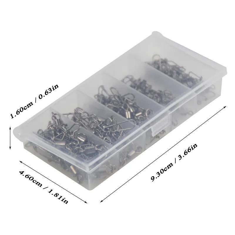 100pcs box Mixed Size Fishing Connector Snap, Alloy Swivel Fishing Connector, Fishing Accessories, Flyfishing, Solocamping, picnicaesthetic