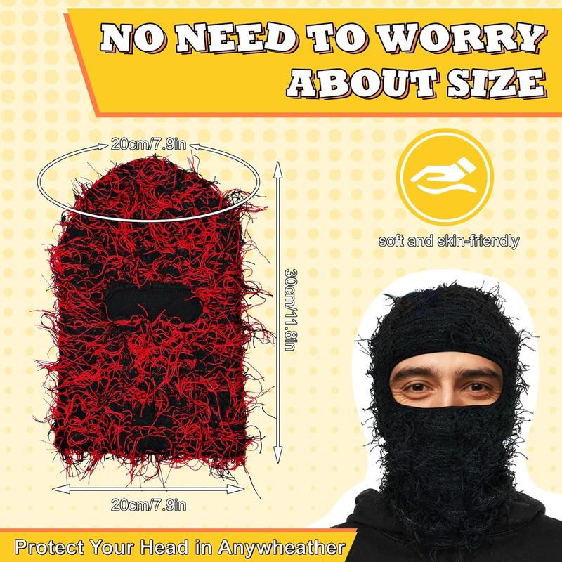 2 Pack Distressed Balaclava Ski Mask Shiesty Yeat Knitted Balaclava Full  Ski Mask Fuzzy Ski Mask for Cold Weather