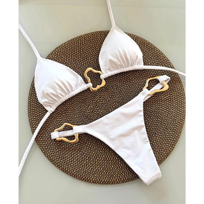 Sexy Halter Micro Bikini 2024 Women Swimsuit Solid Swimwear Thong Bikinis Set Brazilian Beach Wear Bathing Suit Biquini Female