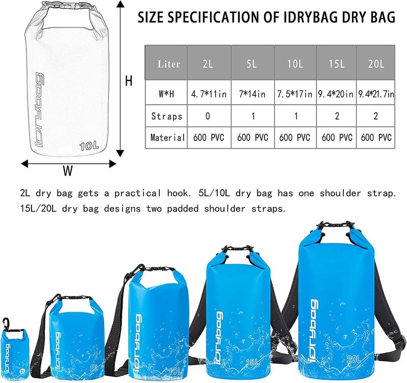 IDRYBAG Waterproof Backpack Dry Bag for Women Men, Floating Bag Dry Backpack 2L 5L 10L 15L 20L, Dry Bags Waterproof for Kayaking, Boating, Canoeing, Rafting, Hiking, Camping christmas 2024 ornament christmas 2024 ornaments