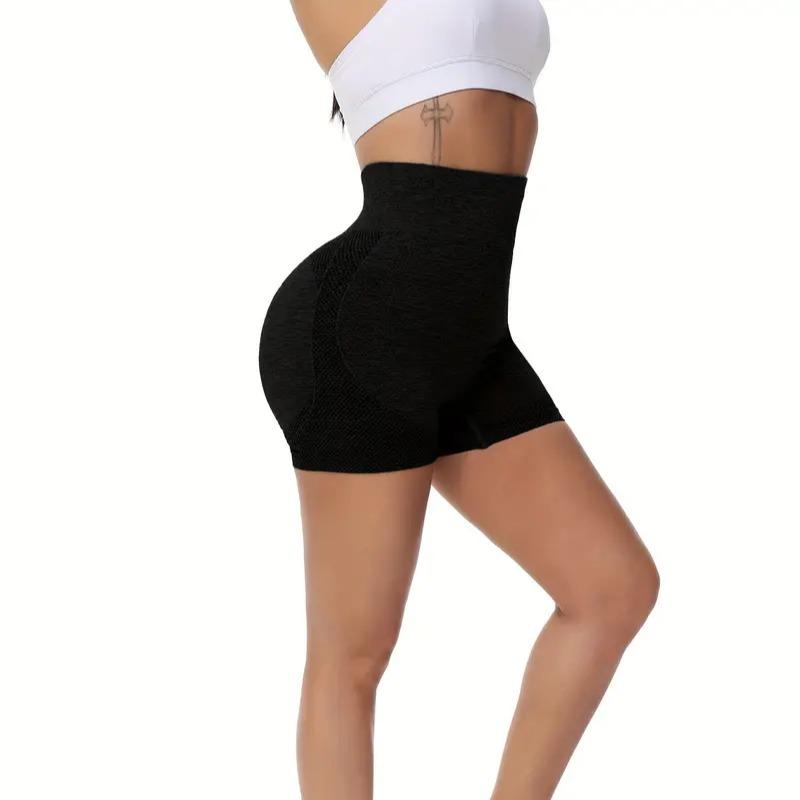 4-Pack Women's High-Waisted Yoga Shorts, Moisture-Wicking Comfort Fit for Running and Gym Use