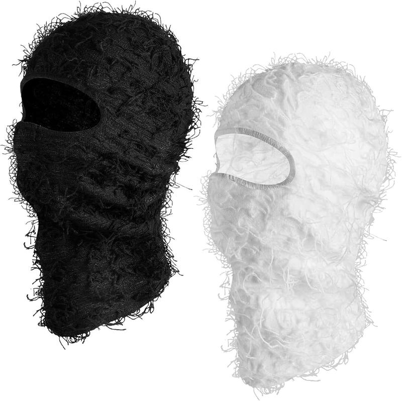 2 Pack Distressed Balaclava Ski Mask Shiesty Yeat Knitted Balaclava Full  Ski Mask Fuzzy Ski Mask for Cold Weather