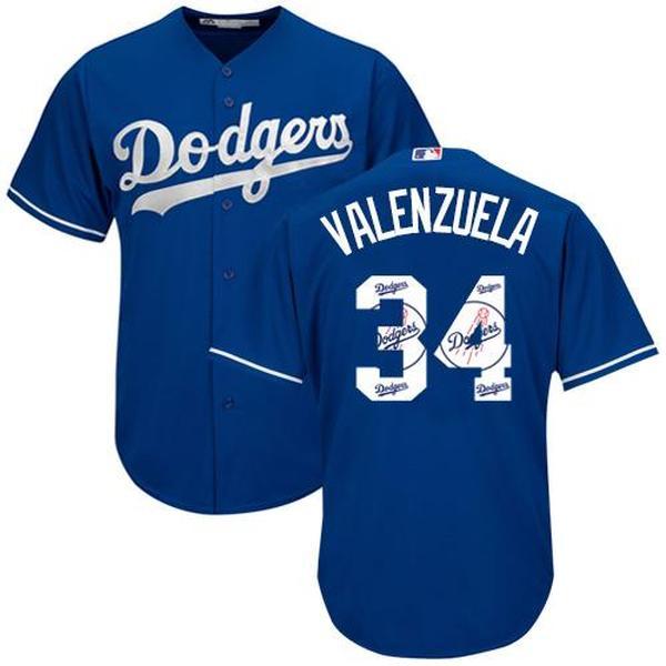 #34 Fernando Valenzuela Authentic Royal Blue Team Logo Fashion Cool Base Baseball Jersey, Trendy Baseball Jersey Shirt, Football Baseball Jersey, Game Day Baseball Jersey, Baseball Jersey Gift For Him Gift For Her, Sport Jersey